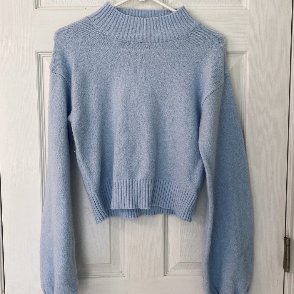 Wild Fable Mock Turtleneck Cropped Sweater - Light Blue